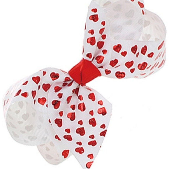 ❤️SALE NEW Girls Kids Valentines Day Red Heart Big Hair Bow Big Hair Clip - Picture 4 of 4